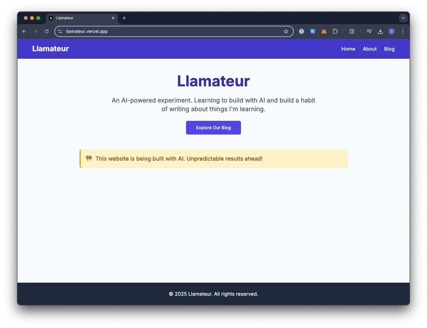 screenshot of the first home page version