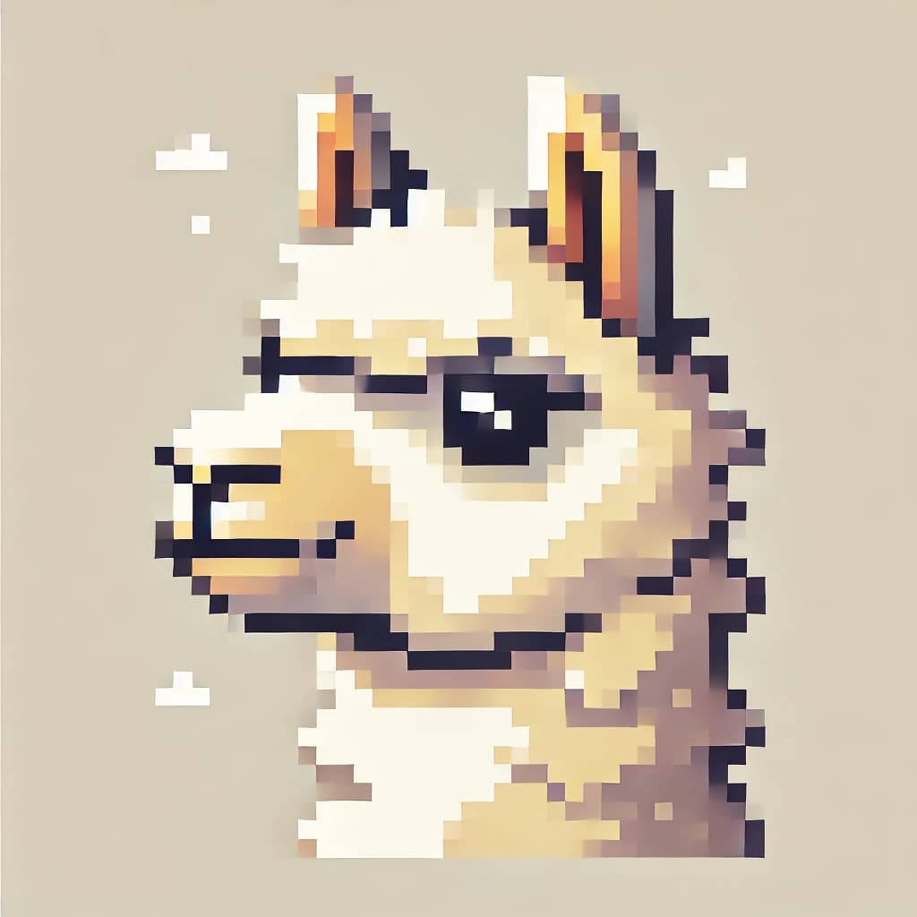 A pixel art Llama head