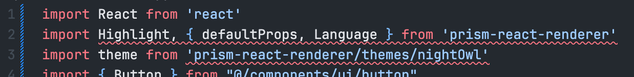 screenshot of the import error